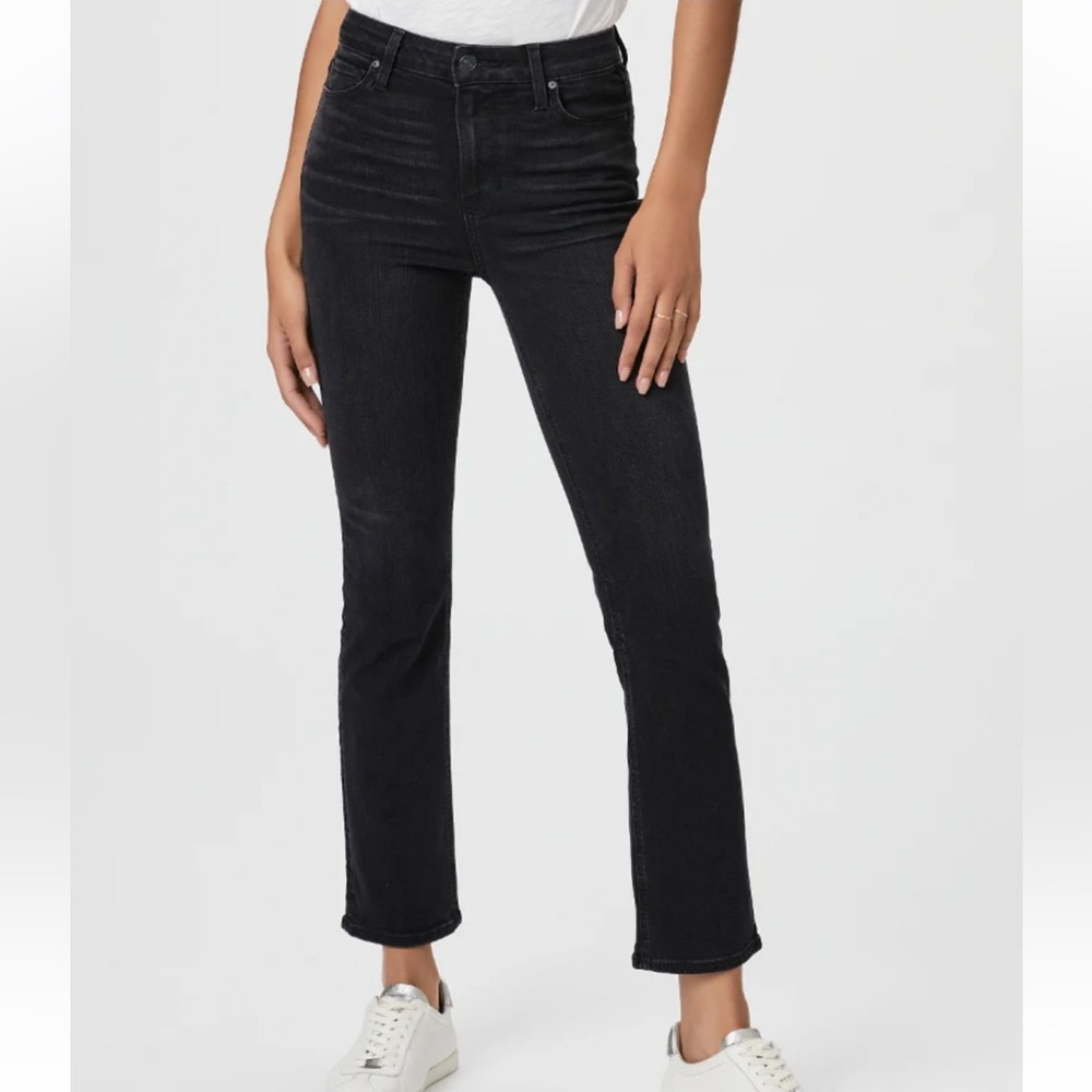 Paige High Rise Straight Ankle Jeans Black Stretch Denim Size 27 - Picture 2 of 12